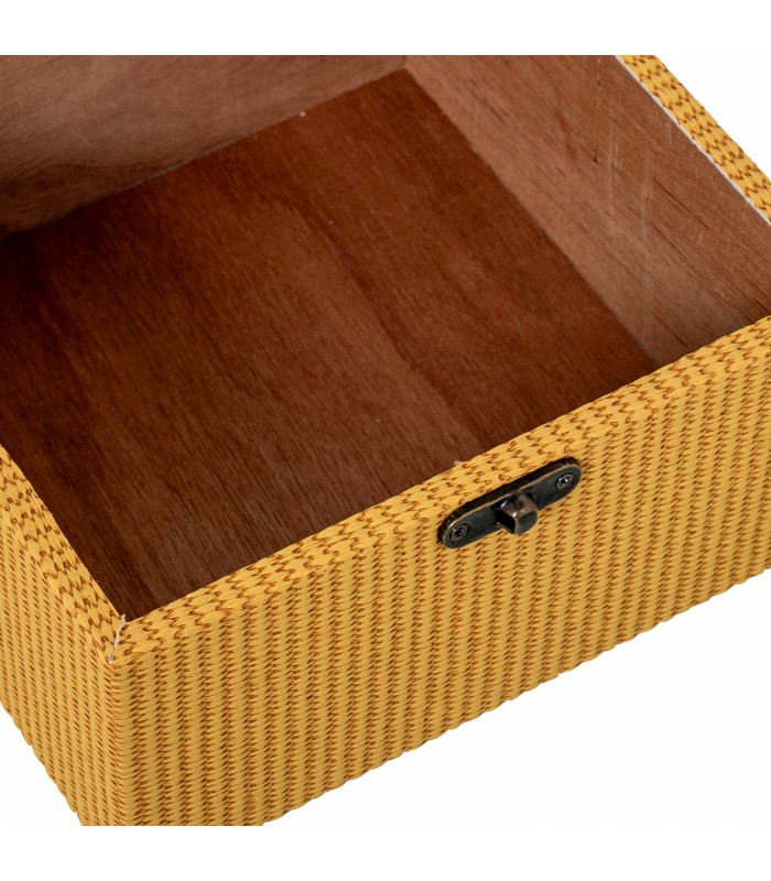Caja Madera Deco.Mimbre Amarilla 20*20*12Cm 53230
