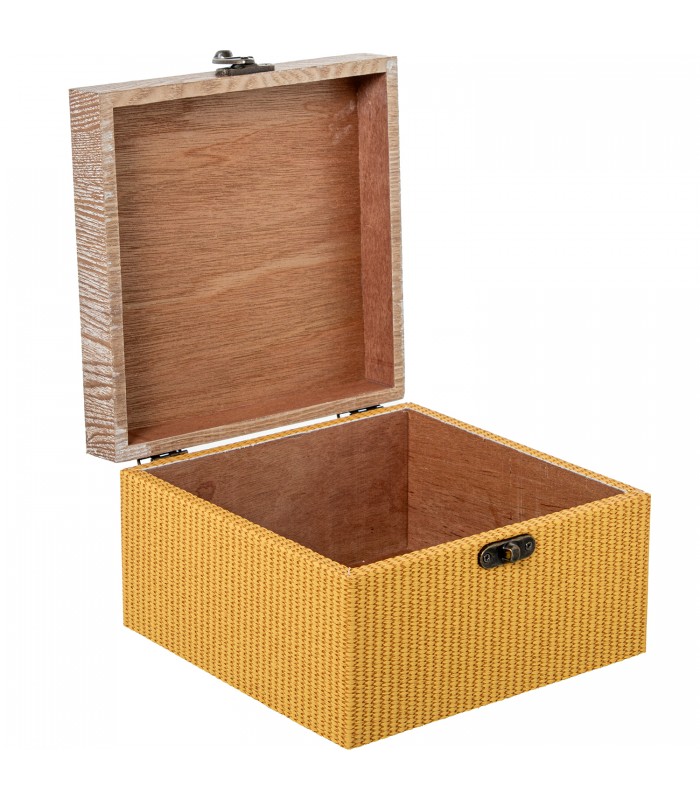 Caja Madera Deco.Mimbre Naranja 16*16*10Cm 53230