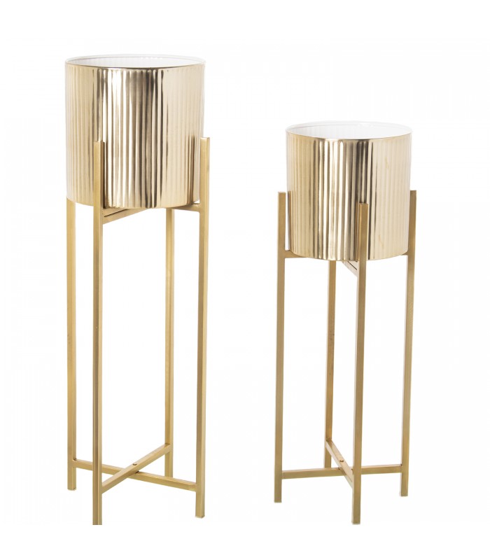 Macetero Metal Dorado 28x28x91Cm 60971