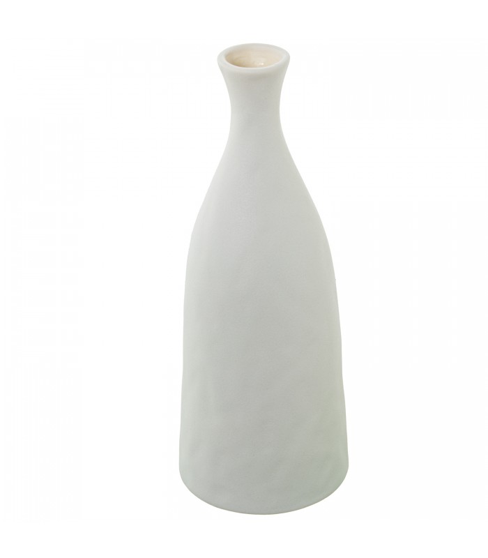 Jarron Ceramica Botella Crema Rugosa Ø14x36cm 61701