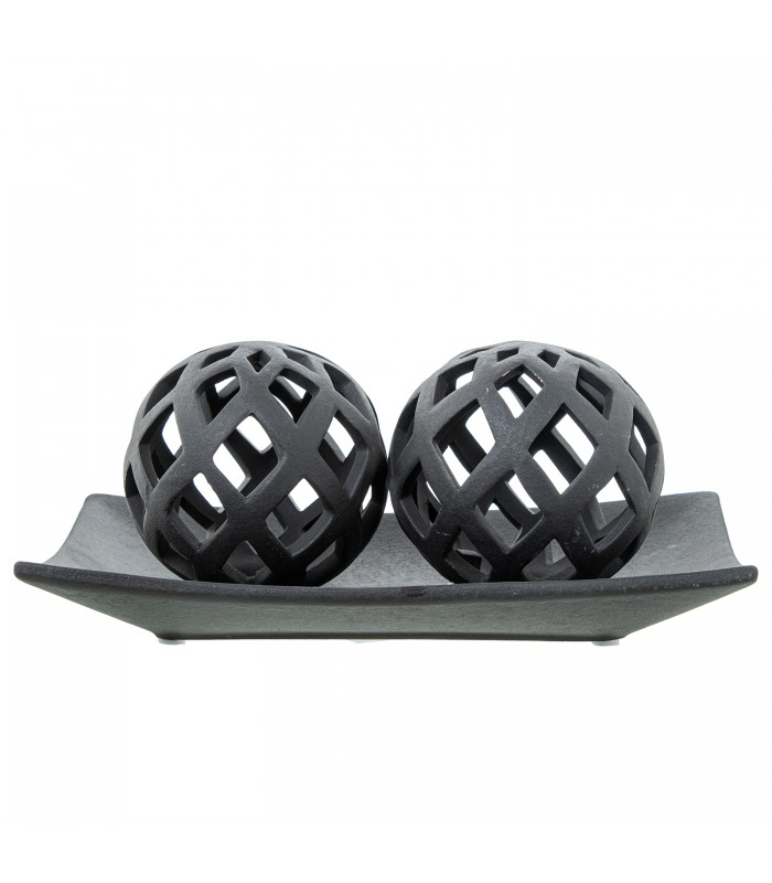 Centro Rectangular Ceramica Negra 26x16x3,5cm 61738