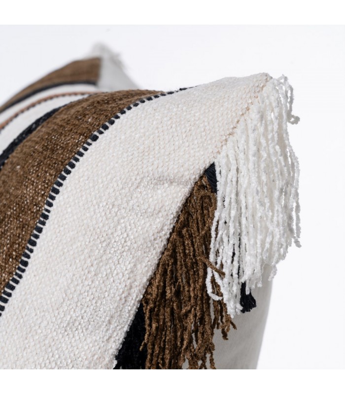 Cojín Blanco-Marrón Algodón/Terciopelo 615828/9