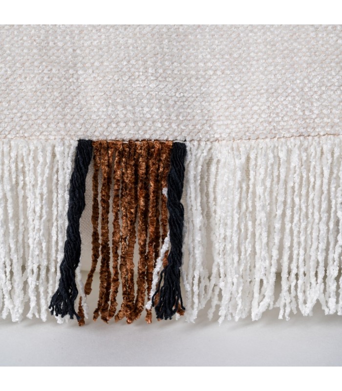 Cojín Blanco-Marrón Algodón/Terciopelo 615828/9