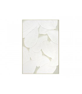 OLEO HOJAS A RELIVE PAPEL BLANCAS C/MARCO 82X122 CMS.80-225