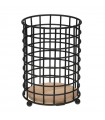 Soporte Utensilios cocina Metal/madera Negro Ø13x18cm 82704