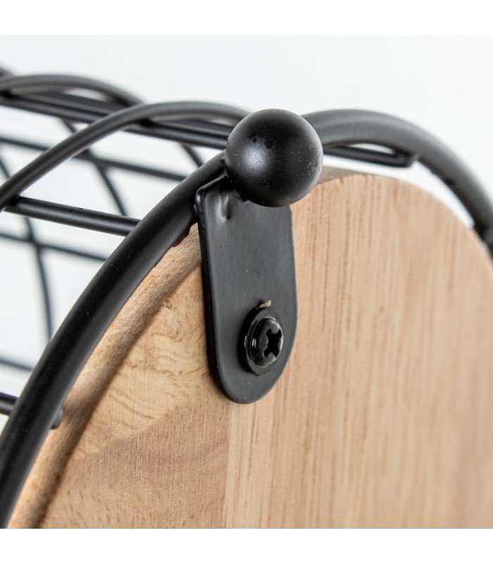 Soporte Utensilios cocina Metal/madera Negro Ø13x18cm 82704