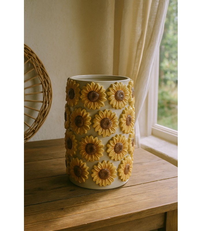 JARRON GRES 14*14*22CM FLORES JR-220165