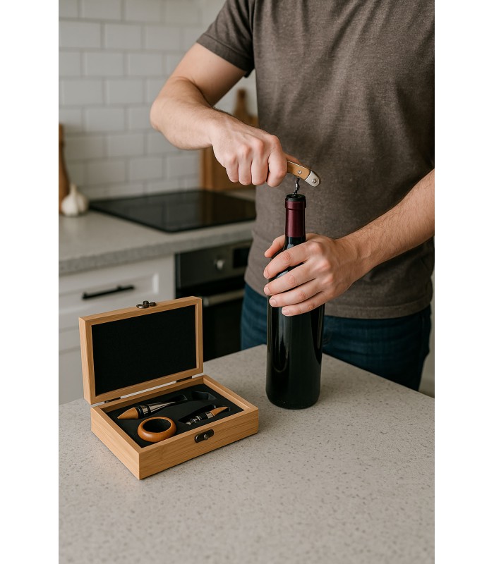 SET/6 VINO BAMBU/INOX 23*13*5CM RC-218522