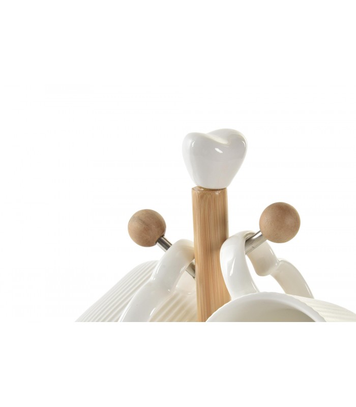 SET/4 MUG PORCELANA/BAMBU 18*18*31CM 350ML PC-193592