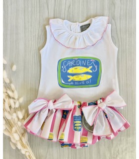 CAMISETA+BRAGUITA LATAS SARDINAS MON PETIT BONBON VM074/6