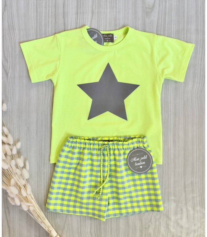 CAMISETA+BERMUDA FLUOR MON PETIT BONBON VM020/2
