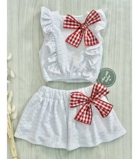 TOP+FALDA PANTALON PERFORADO MON PETIT BONBON VM102/3