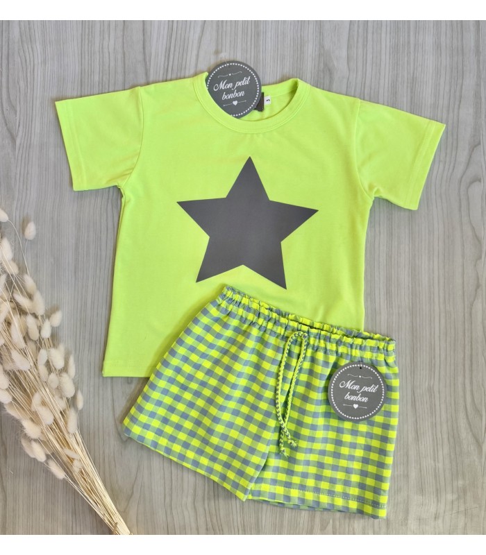 CAMISETA+BERMUDA FLUOR MON PETIT BONBON VM020/2