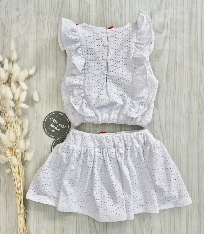 TOP+FALDA PANTALON PERFORADO MON PETIT BONBON VM102/3
