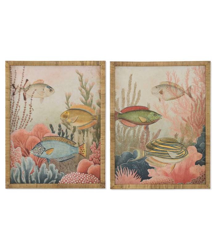 SET/2 CUADROS CRISTAL/RATAN FONDO MARINO 55*70CM CU-224320
