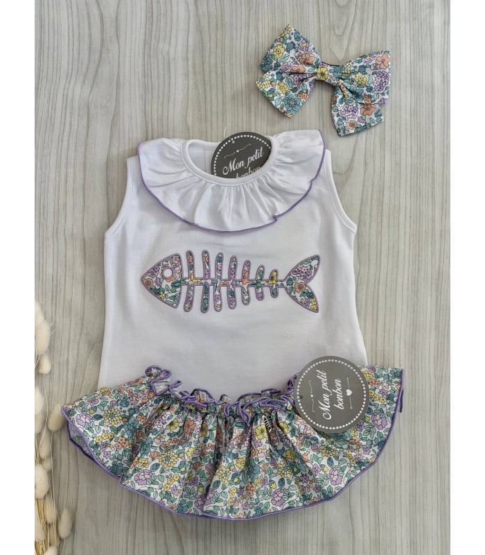 CAMISETA+BRAGUITA RASPA LIBERTY MON PETIT BONBON VM188/90