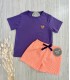CAMISETA+BERMUDA VICHY FLUOR MON PETIT BON BON VM182/022166