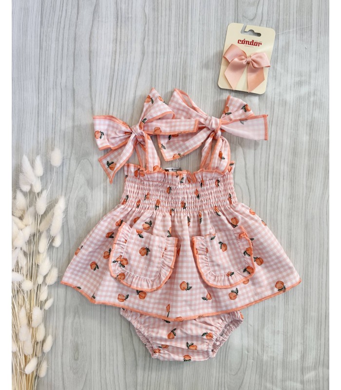 JESUSITO ELÁSTICO VICHY MELOCOTONES MON PETIT BON BON VM033