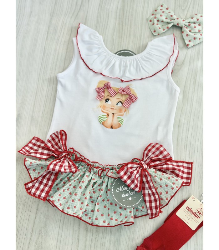 CAMISETA+BRAGUITA MANZANAS MON PETIT BONBON VM094/6