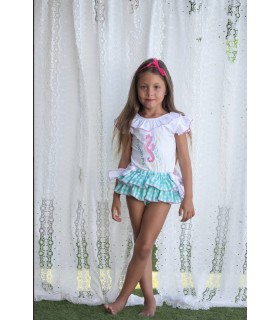 CAMISETA+BRAGUITA CABALLITOS DE MAR MON PETIT BONBON VM053/4
