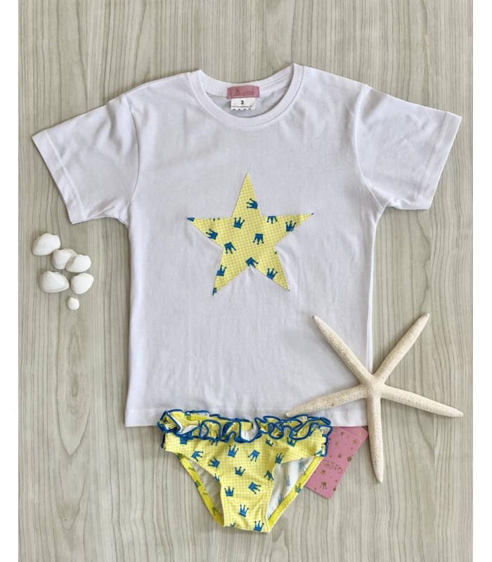 CONJ,CAMISETA+CULETIN VICHY AMARILLO